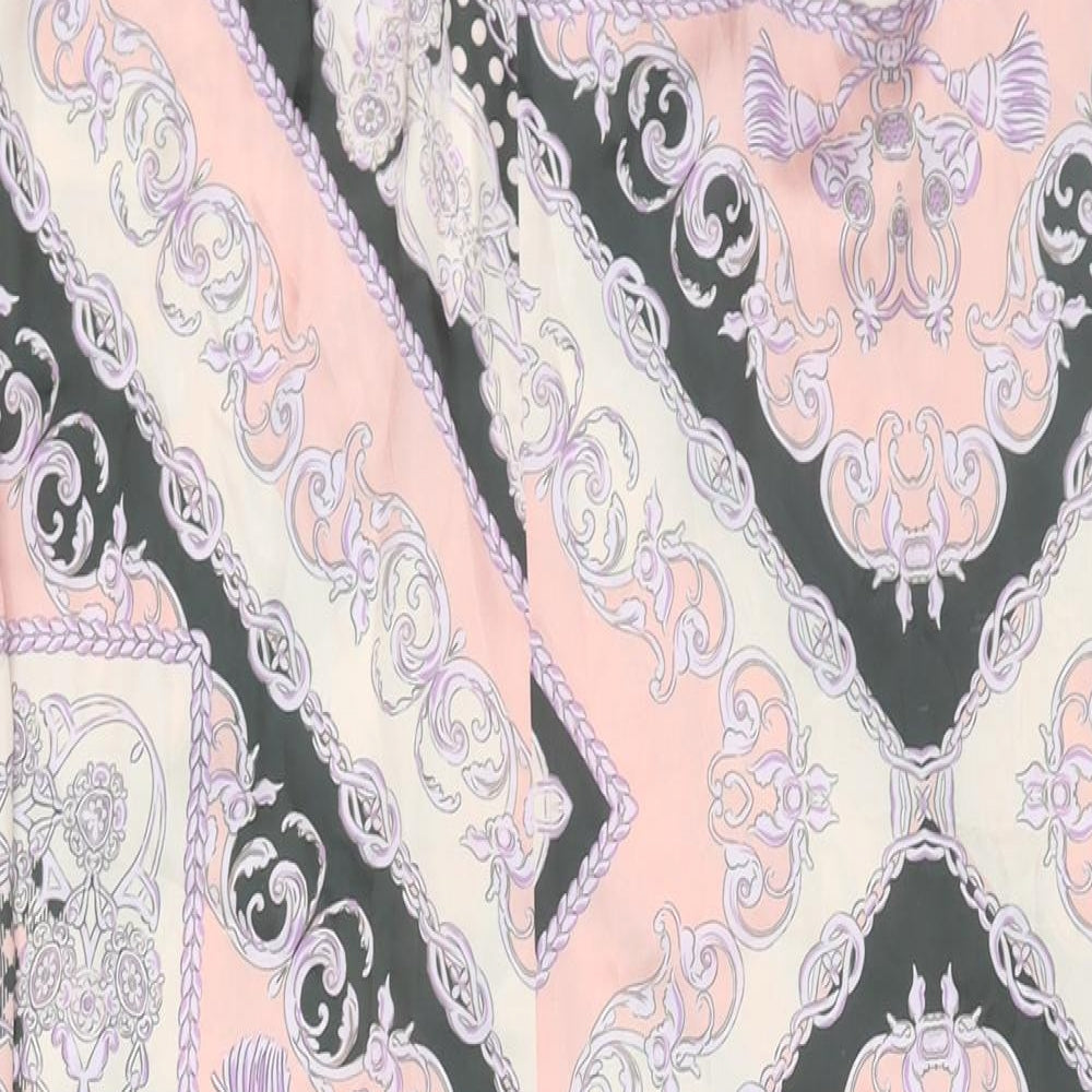 River Island Womens Pink Geometric Polyester Jumpsuit One-Piece Size 8 L28 in Tie - Frill