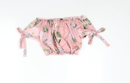 Womens UK Size 8 New Look Pink Cropped Blouse