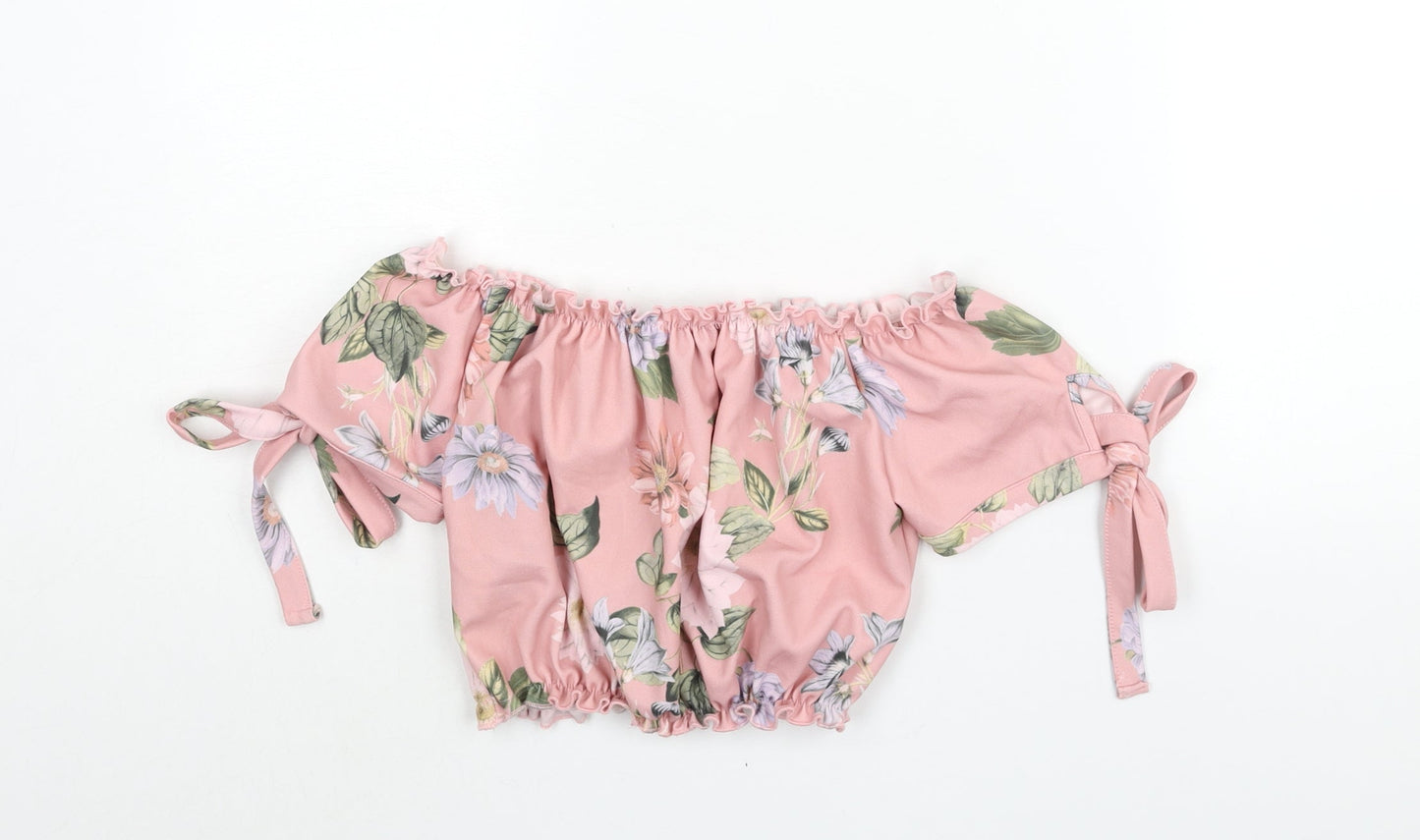 Womens UK Size 8 New Look Pink Cropped Blouse