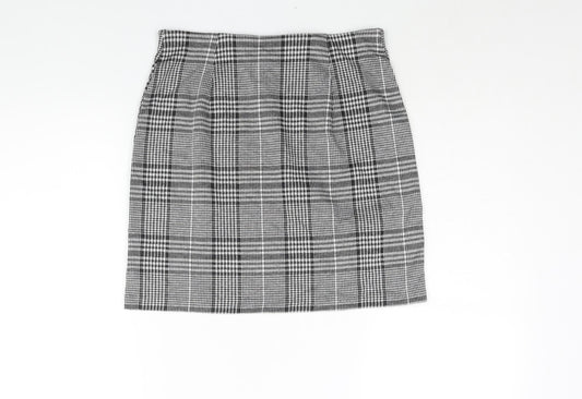 Divided by H&M Womens Black Check Polyester Mini Skirt Size S - Elasticated Waist