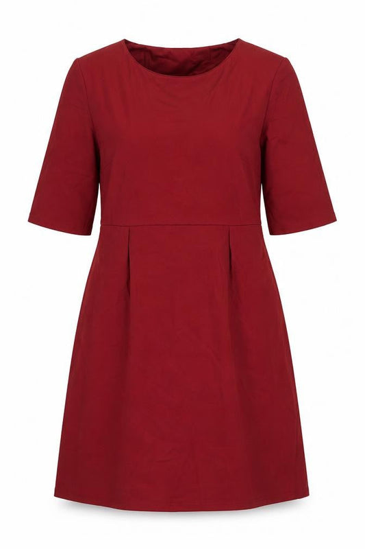 Stylist Pick Womens Red Viscose A-Line Size 12 Round Neck Pullover - Belted