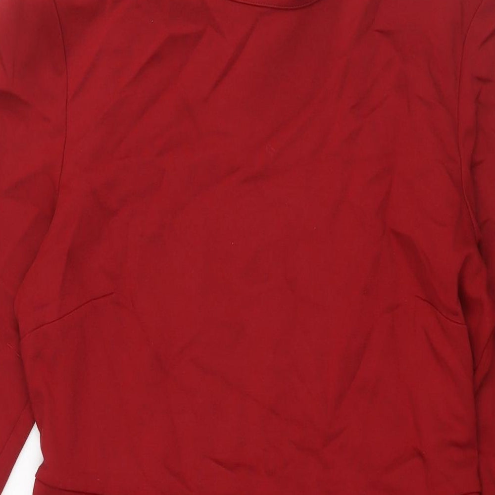 Stylist Pick Womens Red Viscose A-Line Size 12 Round Neck Pullover - Belted