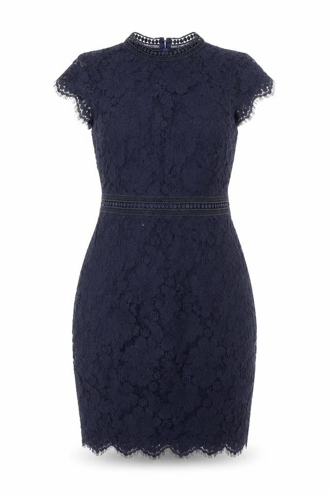 H&M Womens Blue Polyamide Bodycon Size S Mock Neck Zip