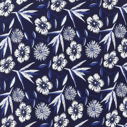 Blue Vanilla Womens Blue Floral Polyester Basic Blouse Size S Round Neck - Rouched Size S-M