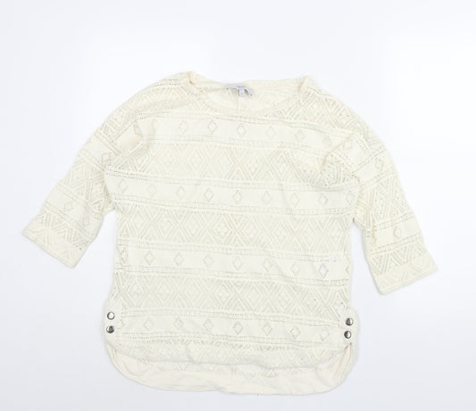 Womens UK Size 10 NEXT Ivory Basic Blouse