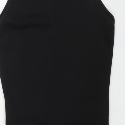 PRETTYLITTLETHING Womens Black Polyester Mini Size 12 Square Neck Pullover - Cut Out