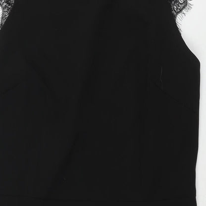 La Redoute Womens Black Polyester Shift Size 12 Round Neck Zip - Lace Back