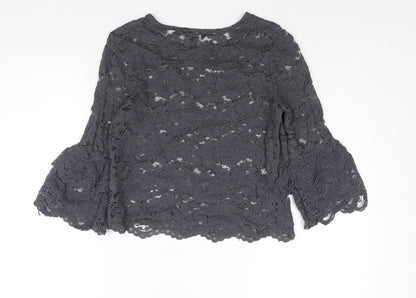 Womens UK Size 12 New Look Grey Basic Blouse