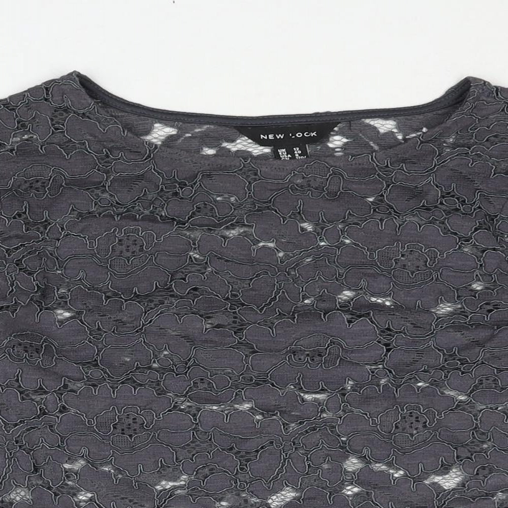 Womens UK Size 12 New Look Grey Basic Blouse