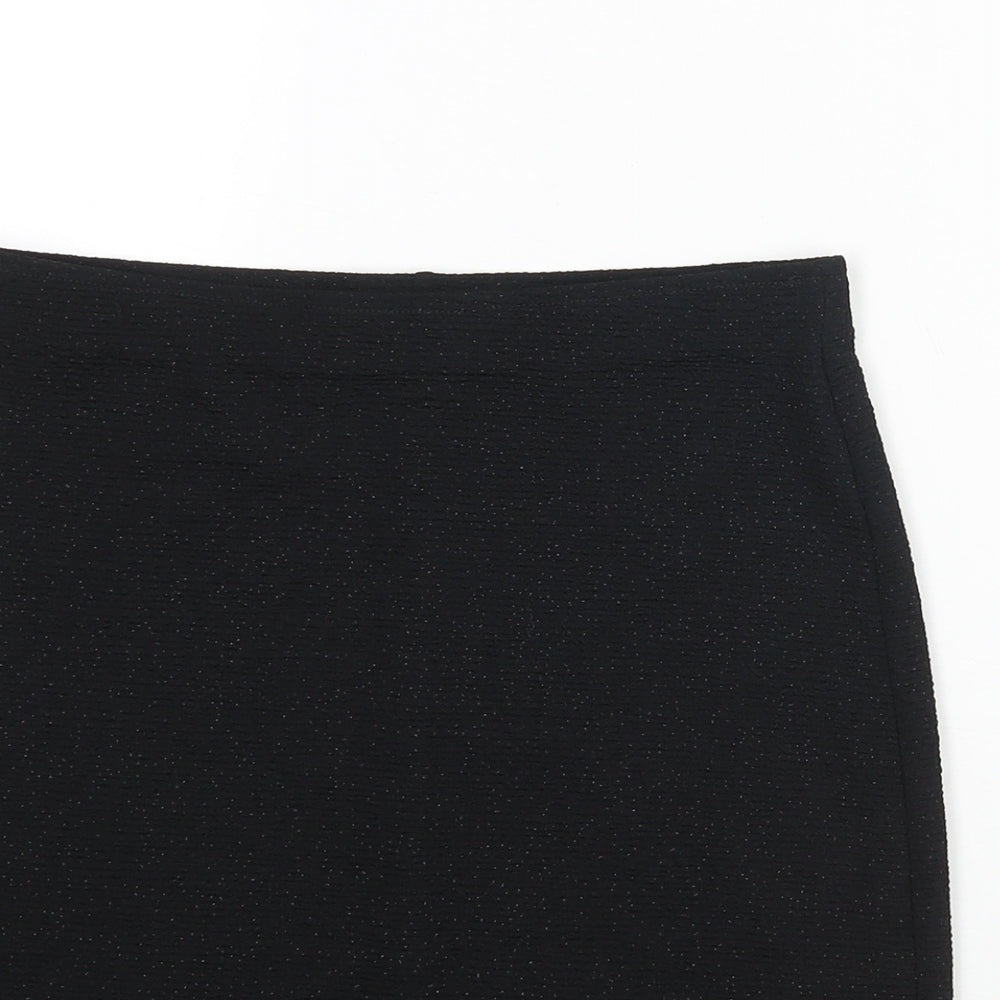 Monki Womens Black Polyester Bandage Skirt Size 28 in - Glitter