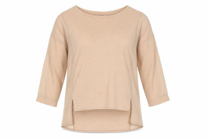 Vero Moda Womens Beige Polyester Basic Blouse Size XS Round Neck - Semi Sheer Panel