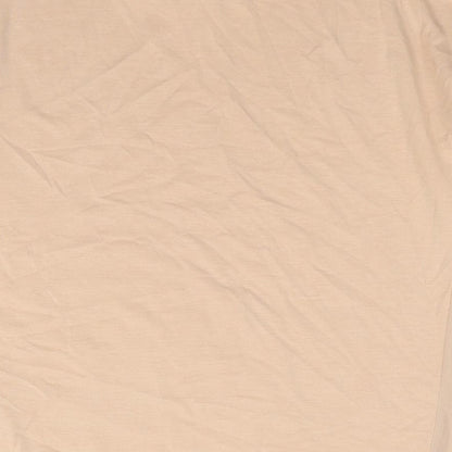 VERO MODA Womens Beige Polyester Basic Blouse Size XS Round Neck - Semi Sheer Panel