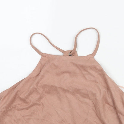 Glamorous Womens Pink Polyester Camisole Blouse Size S Round Neck