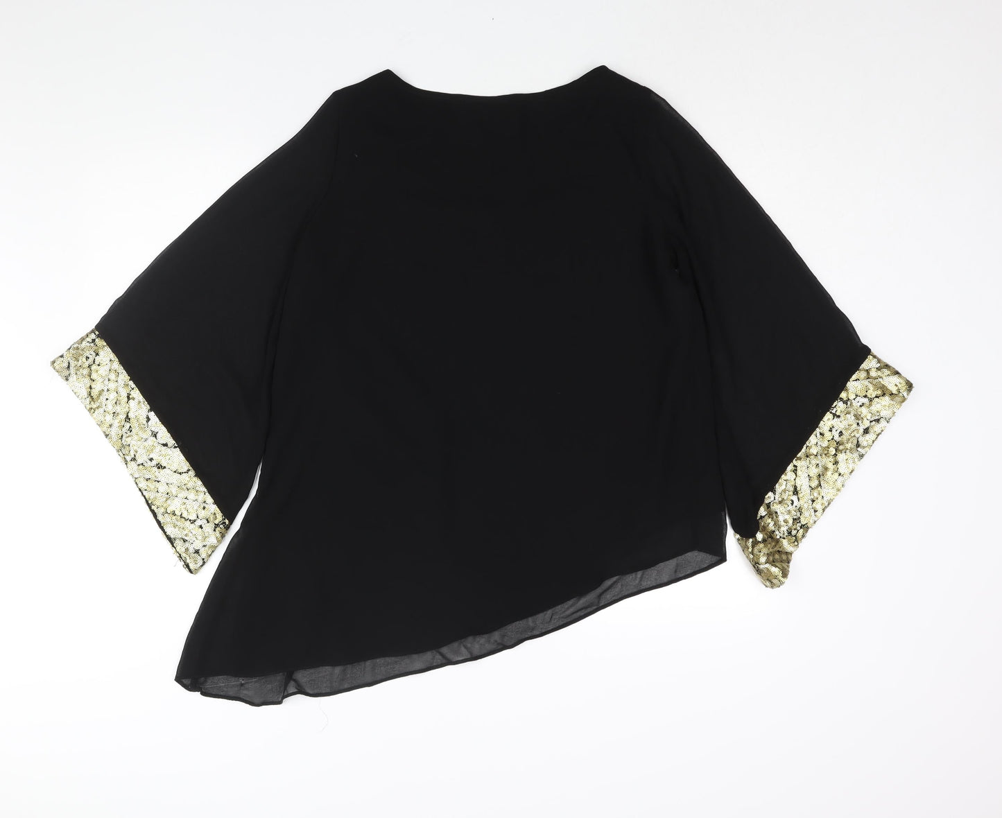 Wallis Womens Black Polyester Basic Blouse Size S Round Neck - Sequin Cuff