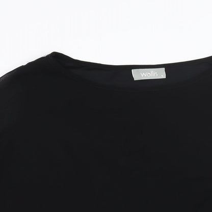 Wallis Womens Black Polyester Basic Blouse Size S Round Neck - Sequin Cuff