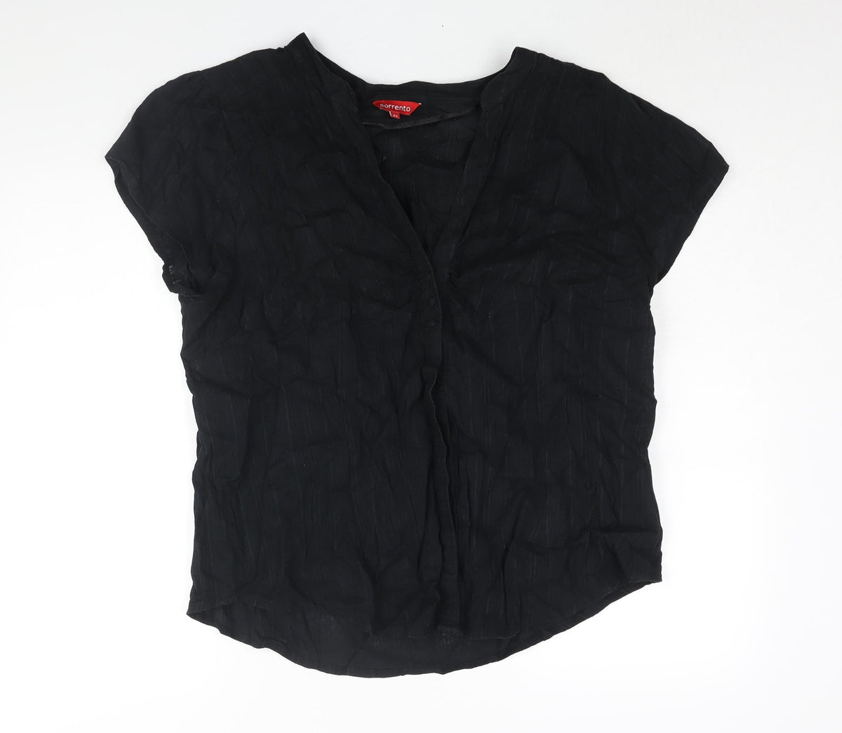 Sorrento Womens Black Cotton Basic Blouse Size 24 V-Neck