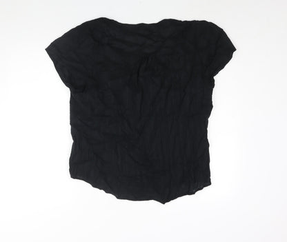 Sorrento Womens Black Cotton Basic Blouse Size 24 V-Neck