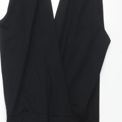 Warehouse Womens Black Viscose Bodycon Size 12 V-Neck Pullover - Peplum