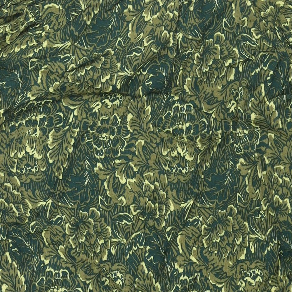 NEXT Womens Green Floral Viscose Shift Size 16 Round Neck Button
