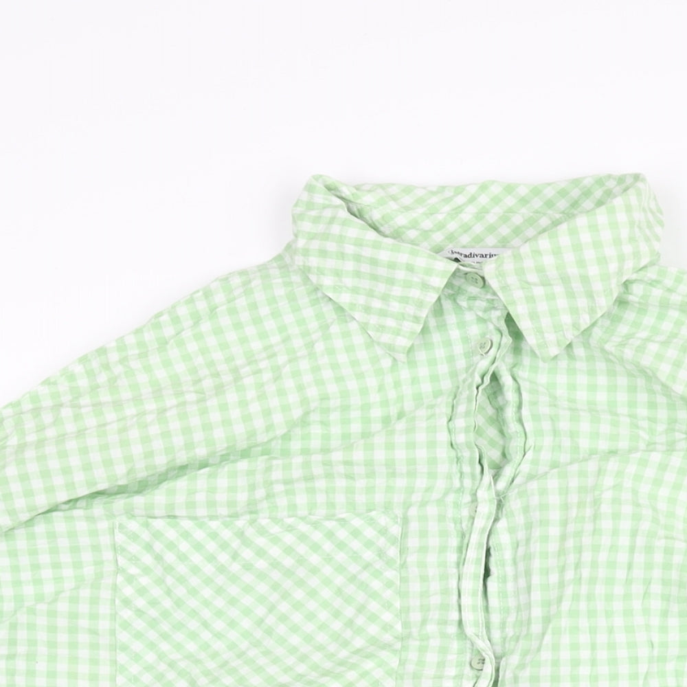 Womens UK Size L Stradivarius Green Basic Button-Up