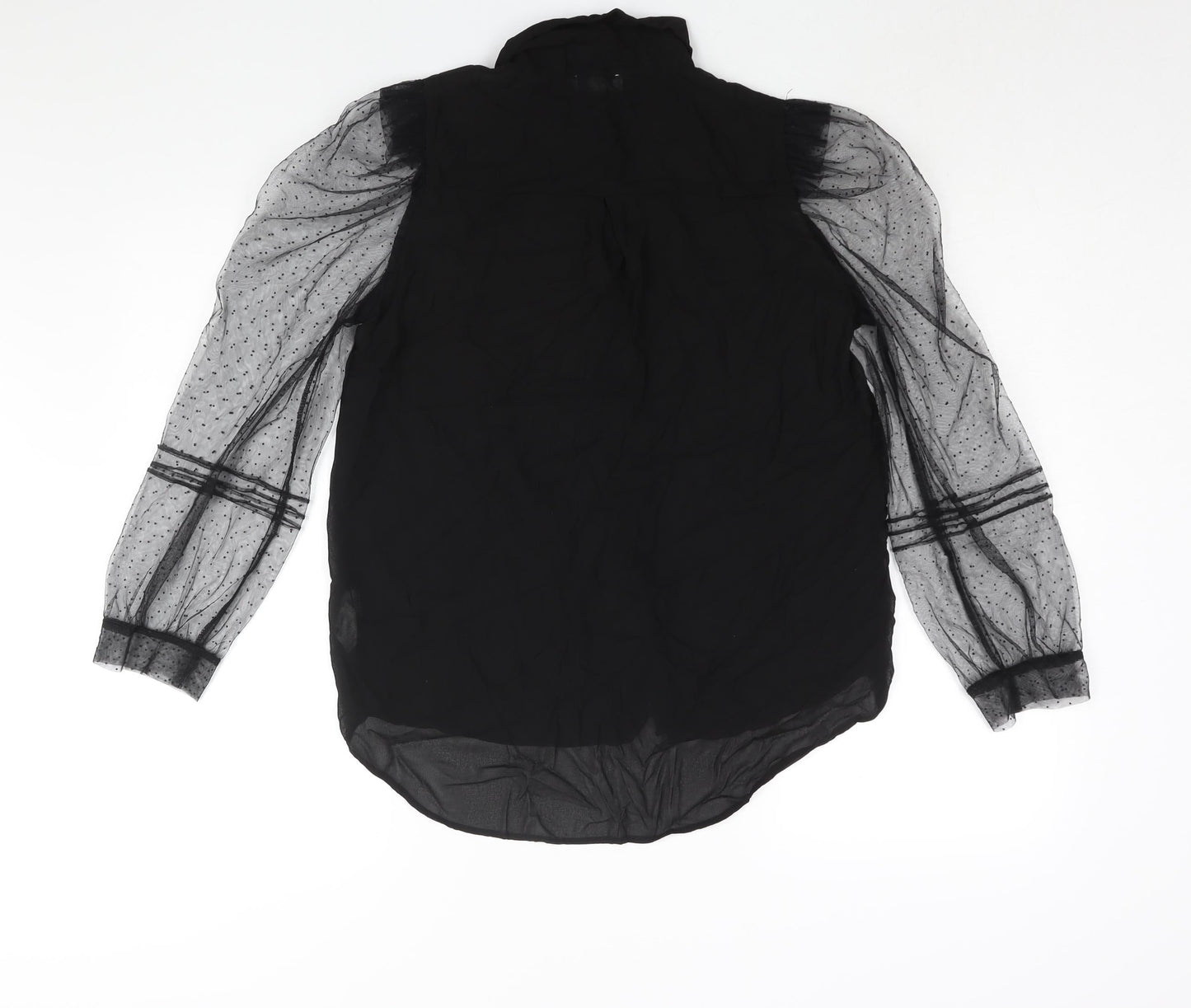 Blue Vanilla Womens Black Polyester Basic Button-Up Size 12 Collared - Mesh Sleeve