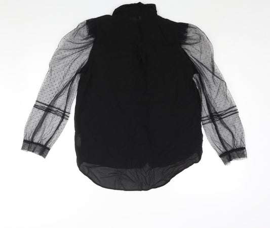 Blue Vanilla Womens Black Polyester Basic Button-Up Size 12 Collared - Mesh Sleeve