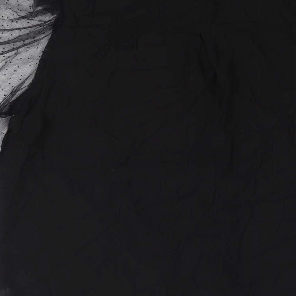 Blue Vanilla Womens Black Polyester Basic Button-Up Size 12 Collared - Mesh Sleeve