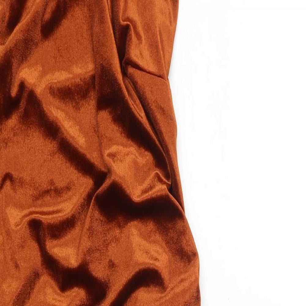 ASOS Womens Brown Polyester Shift Size 12 Sweetheart Lace Up - Rouched