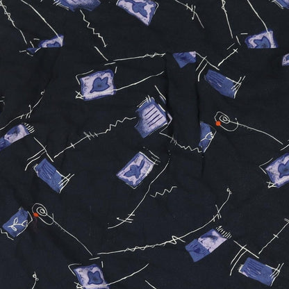 Le Frog Mens Blue Geometric Cotton Button-Up Size L Collared Button