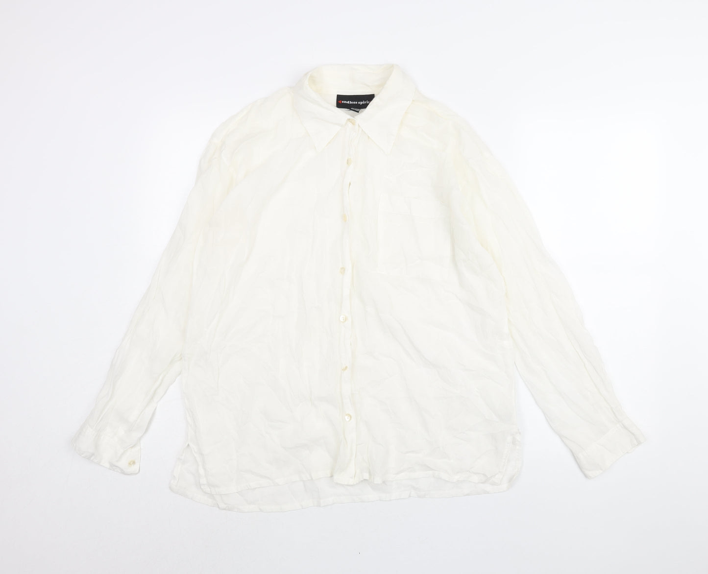 Endliess Spirit Womens White Viscose Basic Button-Up Size L Collared