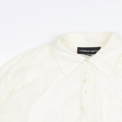 Endliess Spirit Womens White Viscose Basic Button-Up Size L Collared