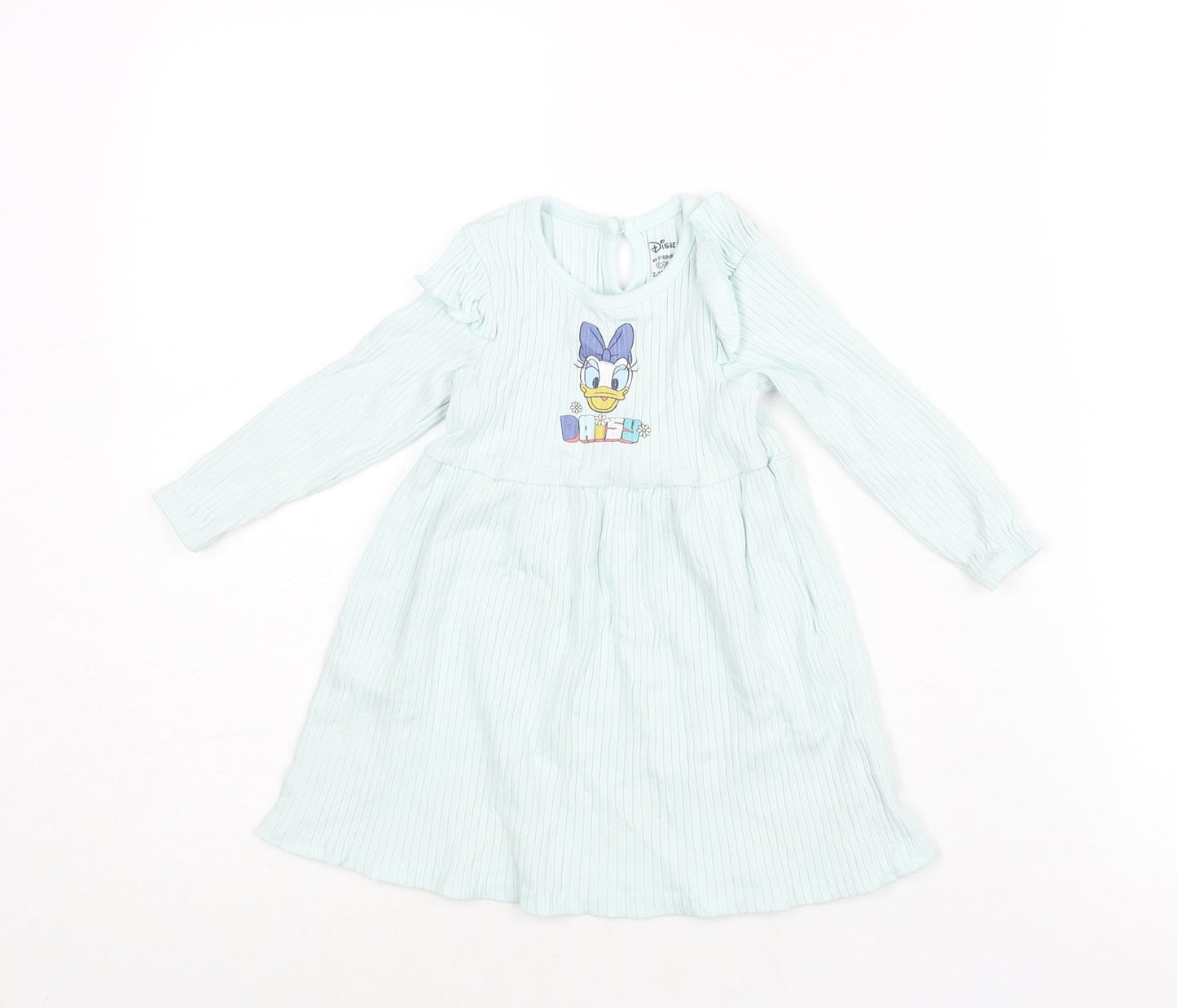 Disney Girls Blue Cotton A-Line Size 12-18 Months Round Neck Button - Daisy Duck Print