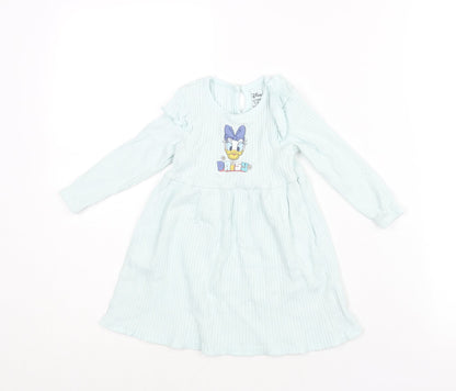 Disney Girls Blue Cotton A-Line Size 12-18 Months Round Neck Button - Daisy Duck Print
