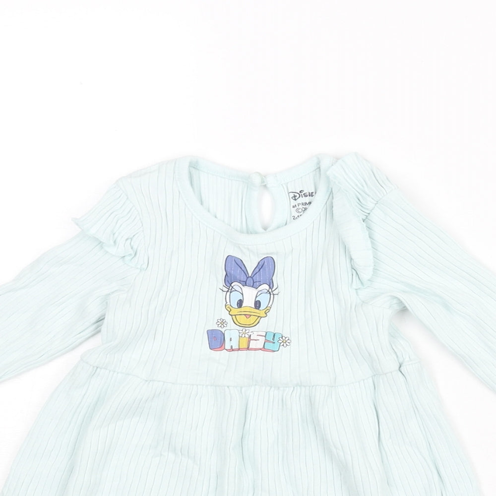 Disney Girls Blue Cotton A-Line Size 12-18 Months Round Neck Button - Daisy Duck Print