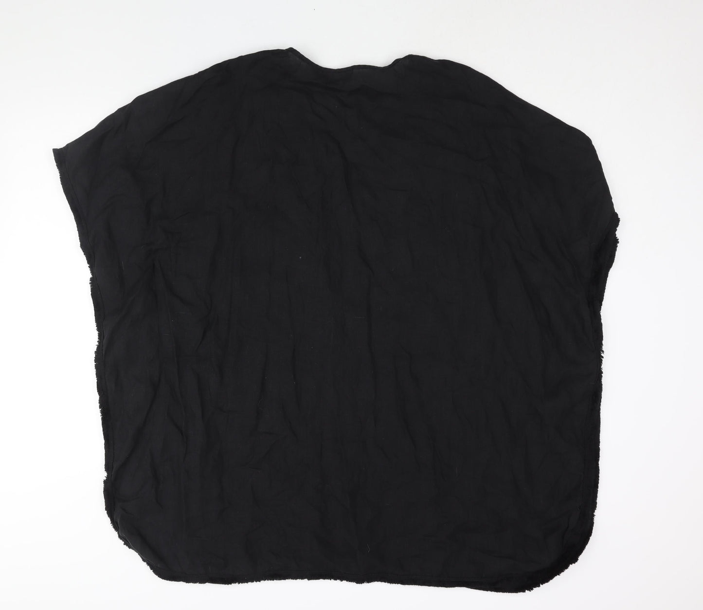 Privacy Womens Black Polyester Cover Up Size 18 - Fringe Edge Embroidered