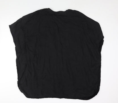 Privacy Womens Black Polyester Cover Up Size 18 - Fringe Edge Embroidered
