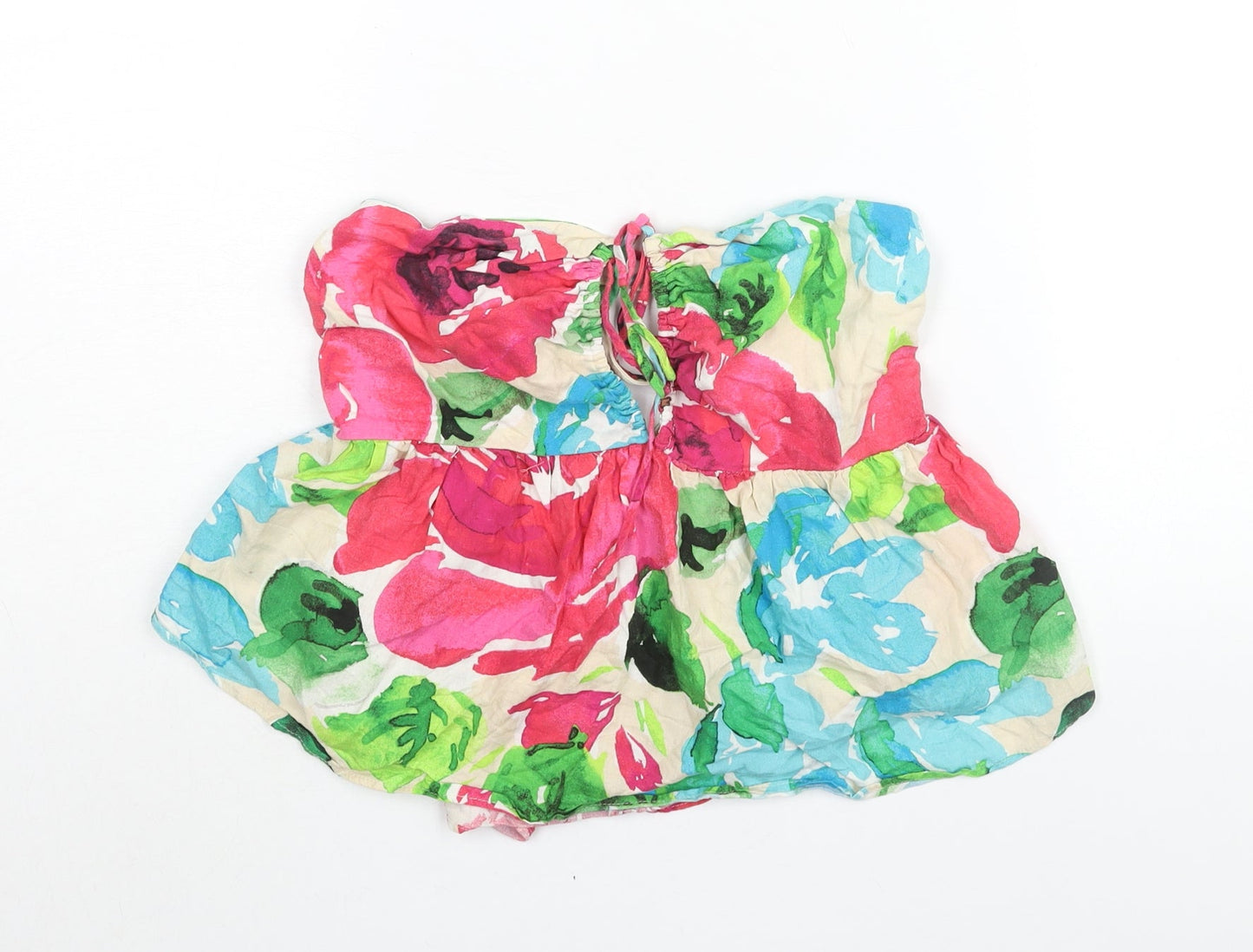 Womens UK Size L Zara Multicoloured Cropped Blouse