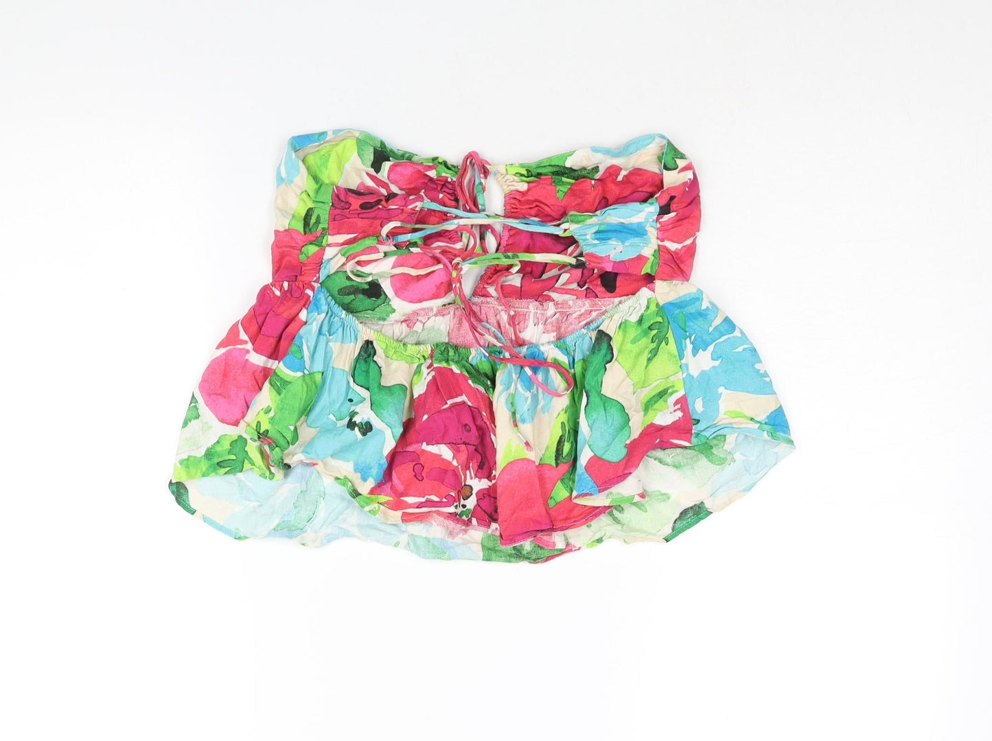 Womens UK Size L Zara Multicoloured Cropped Blouse