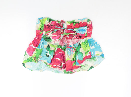 Womens UK Size L Zara Multicoloured Cropped Blouse