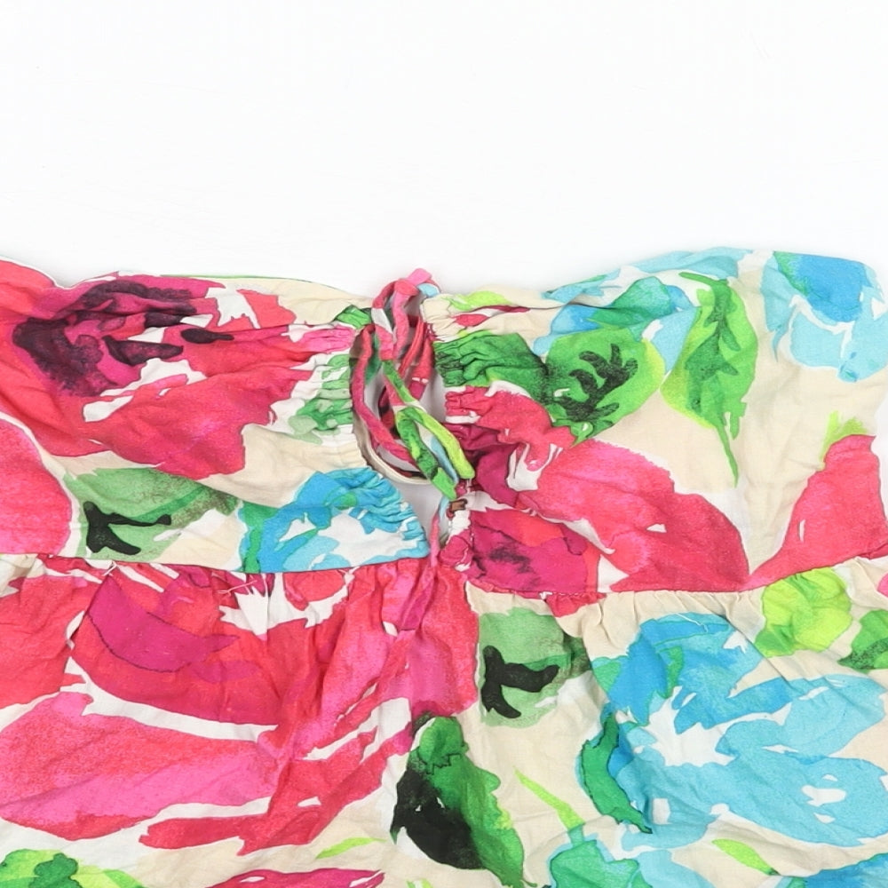 Womens UK Size L Zara Multicoloured Cropped Blouse