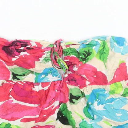 Womens UK Size L Zara Multicoloured Cropped Blouse