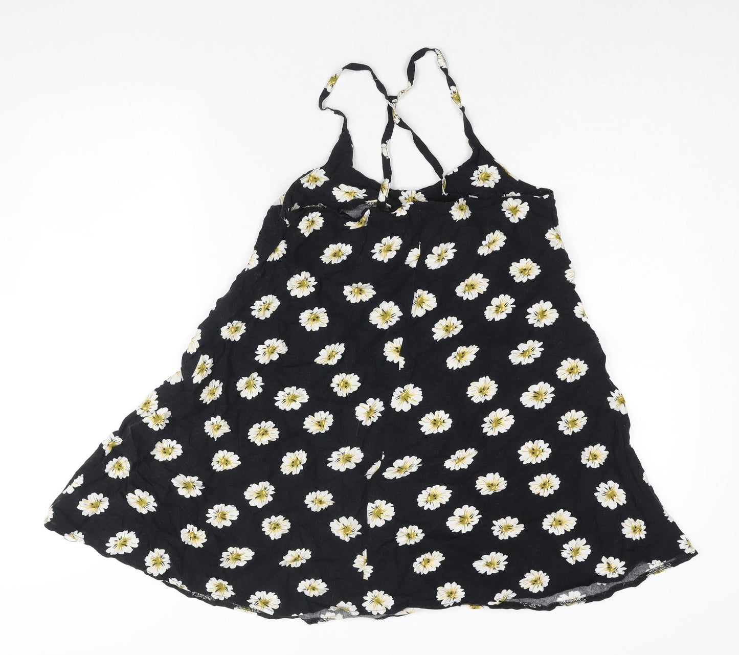 AX Paris Womens Black Floral Cotton A-Line Size 10 Scoop Neck Pullover