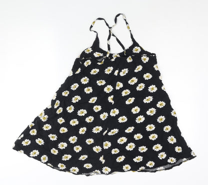 AX Paris Womens Black Floral Cotton A-Line Size 10 Scoop Neck Pullover