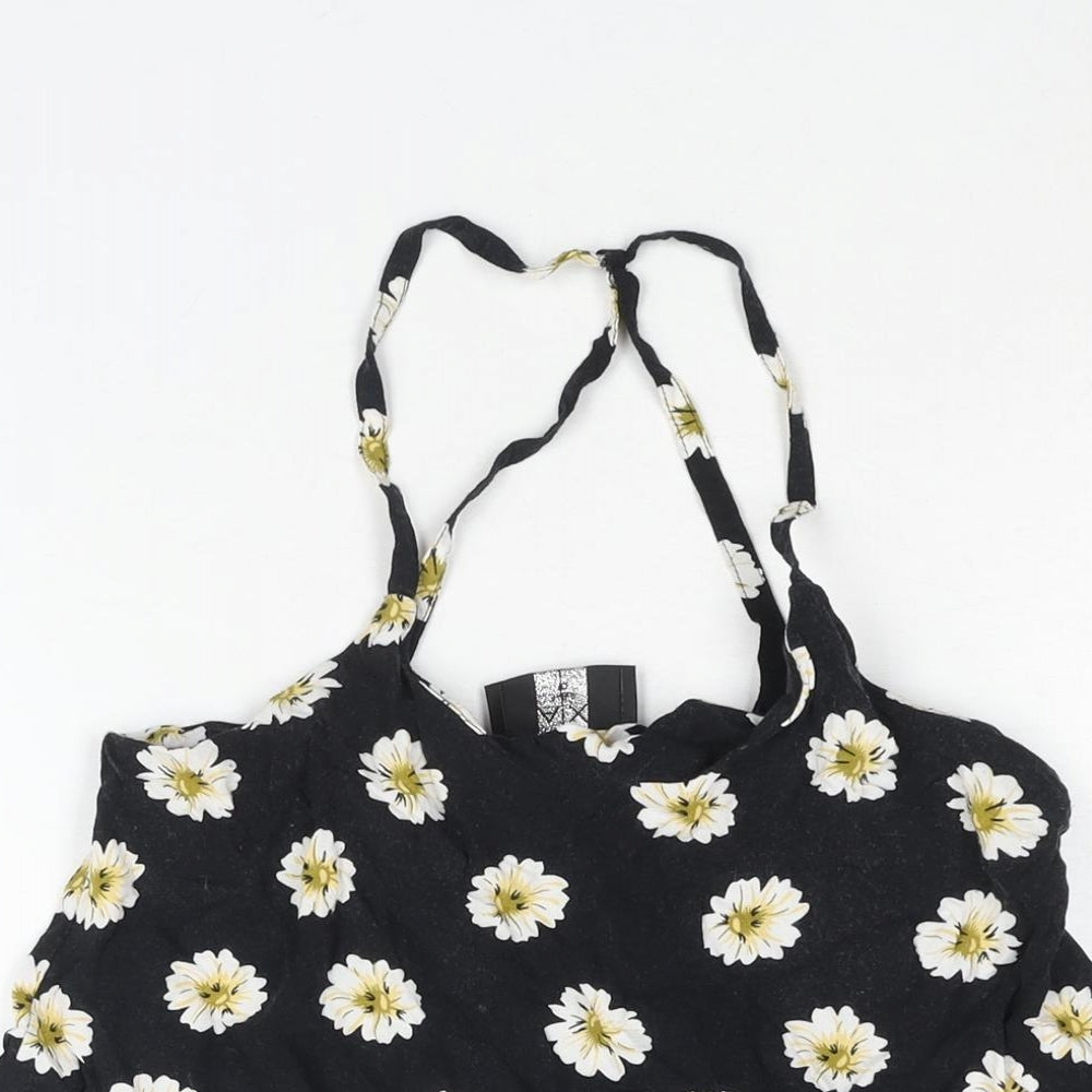 AX Paris Womens Black Floral Cotton A-Line Size 10 Scoop Neck Pullover