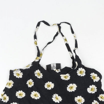 AX Paris Womens Black Floral Cotton A-Line Size 10 Scoop Neck Pullover