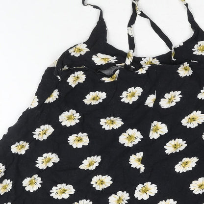 AX Paris Womens Black Floral Cotton A-Line Size 10 Scoop Neck Pullover