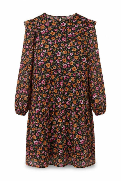 Divided by H&M Womens Multicoloured Floral Polyester Shift Size S Round Neck Button - Frill