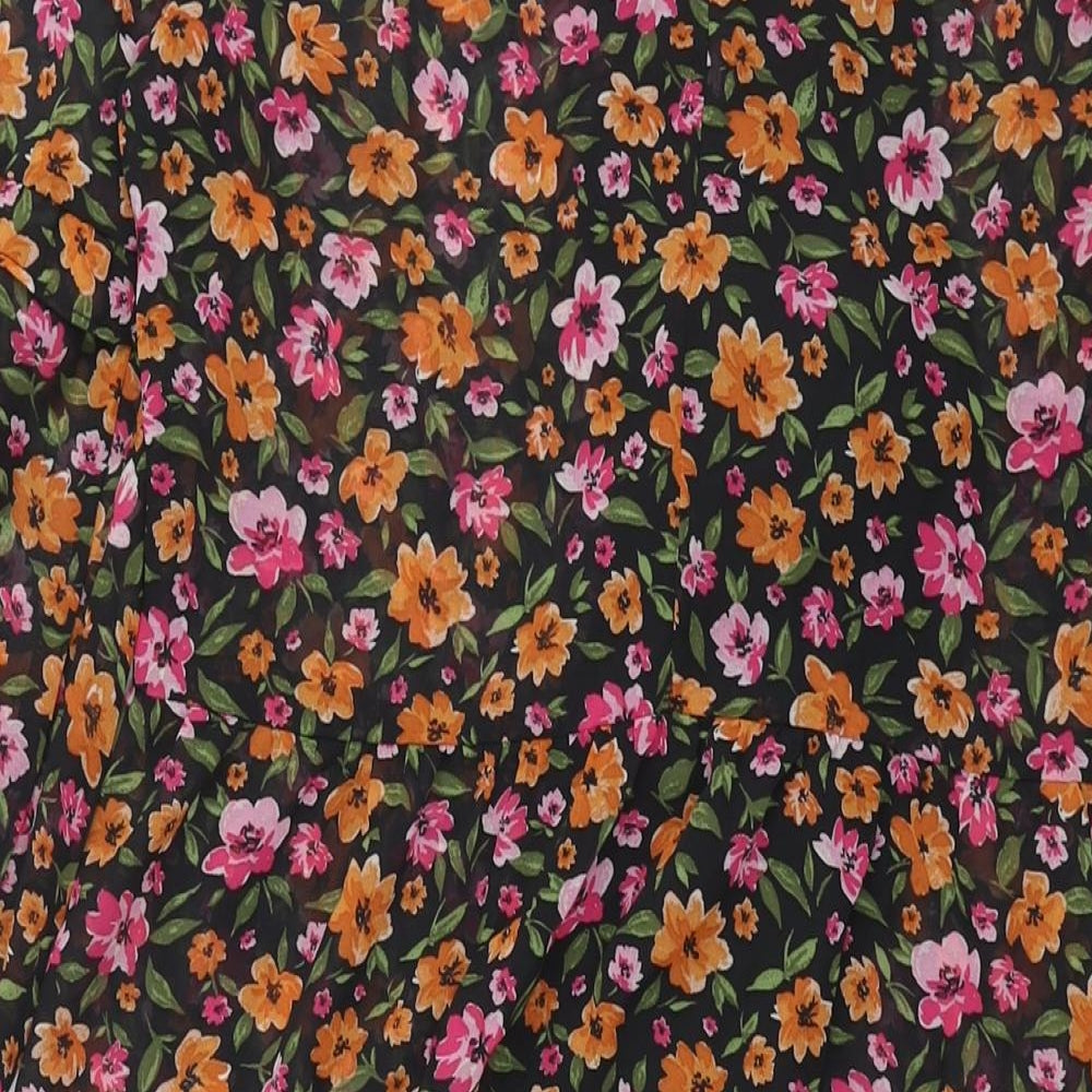 Divided by H&M Womens Multicoloured Floral Polyester Shift Size S Round Neck Button - Frill