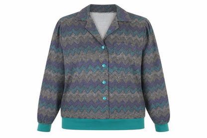 Le Ronde Fashions Womens Multicoloured V-Neck Geometric Acrylic Cardigan Jumper Size 18
