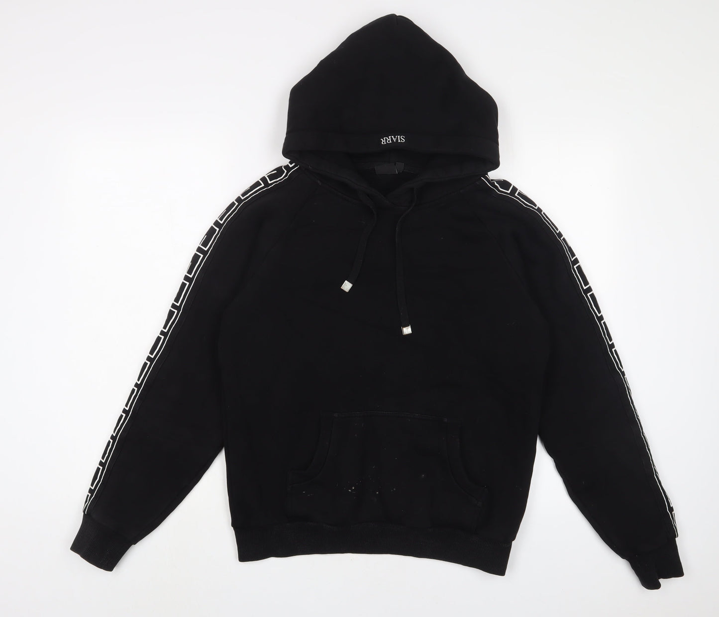 Siarr Mens Black Cotton Pullover Hoodie Size S